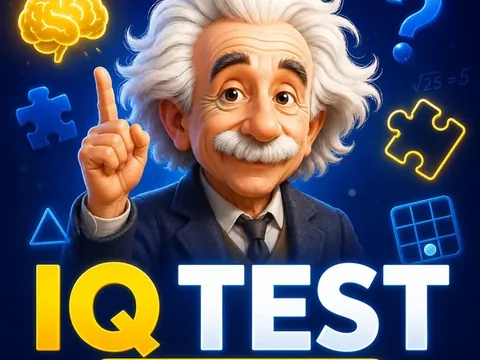 Ilustración de Albert Einstein con elementos de un test de CI